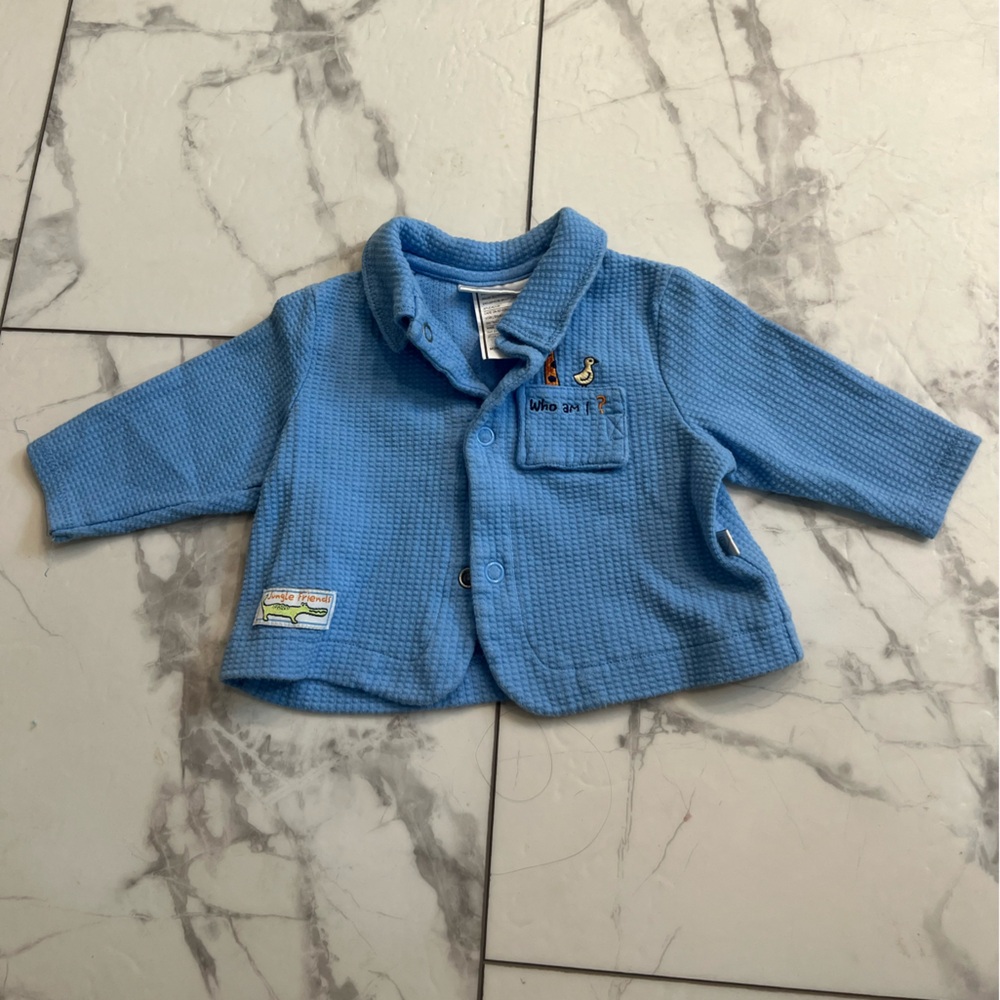 Vitamins Baby Blue Who Am I animal farm Waffle Knit Shirt